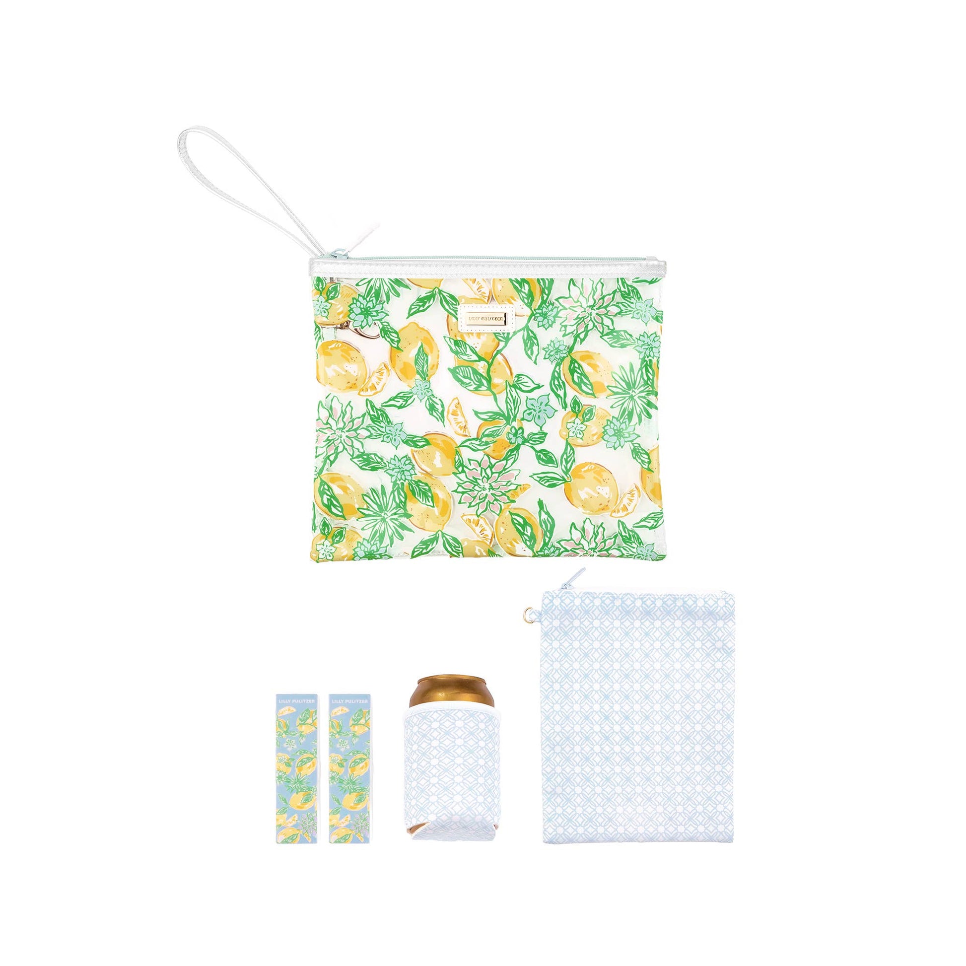 Beach Day Pouch, Make Lemonade - Pink Peonies