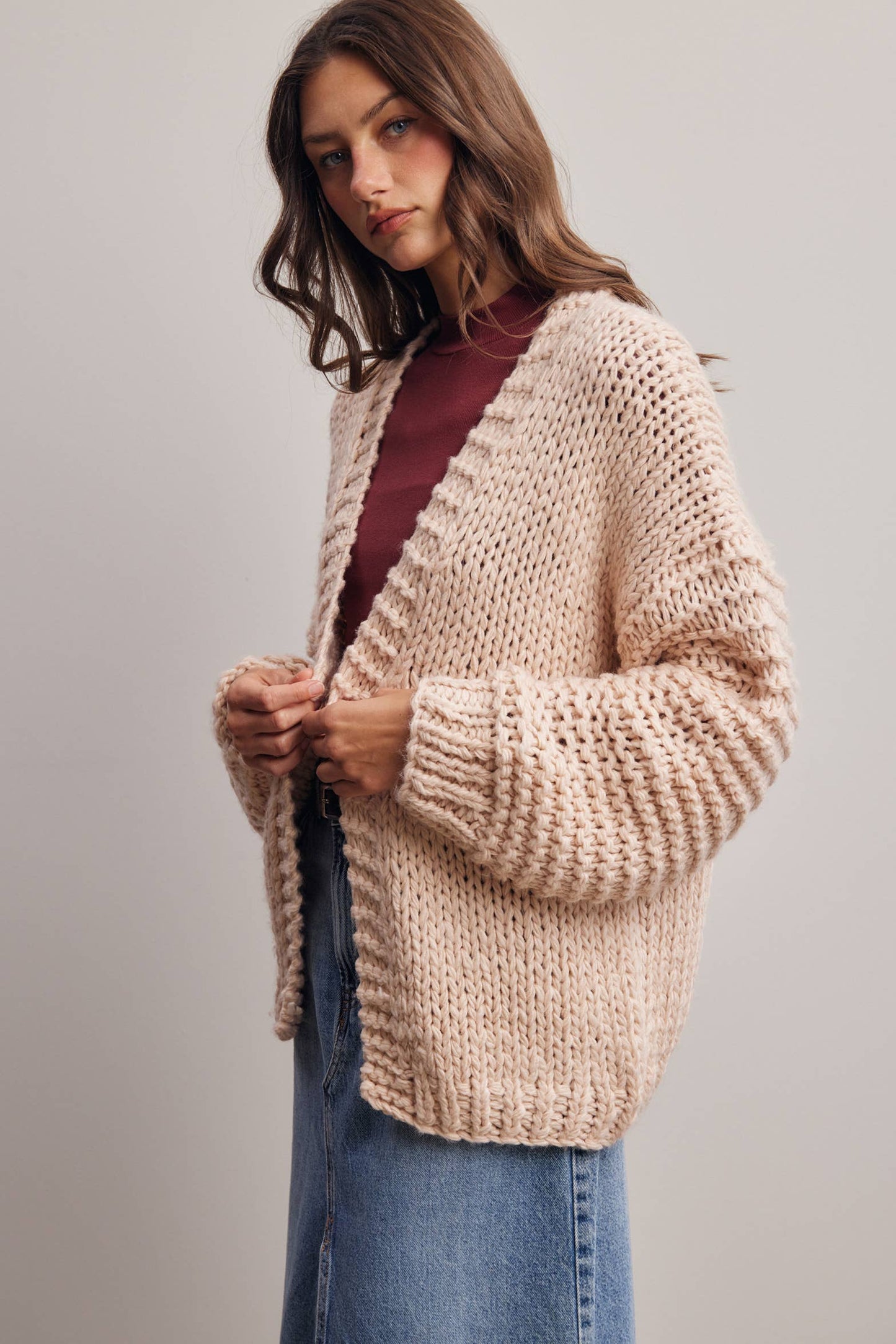 Chunky Knit Heart Back Cardigan