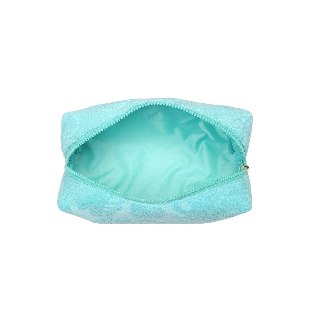 Palm Breeze Cosmetic & Travel Organizer Pouch: Seafoam - Pink Peonies