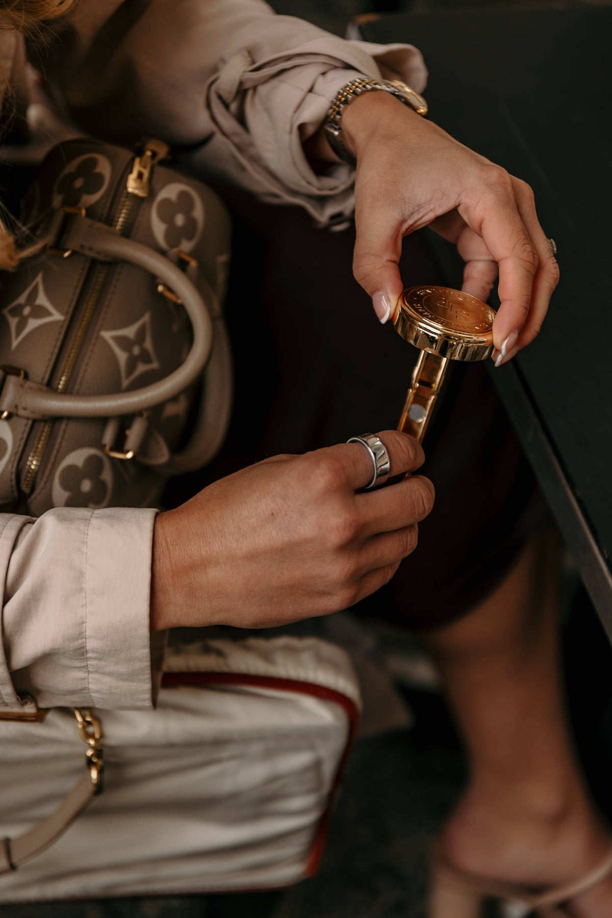 Signature gold purse hook