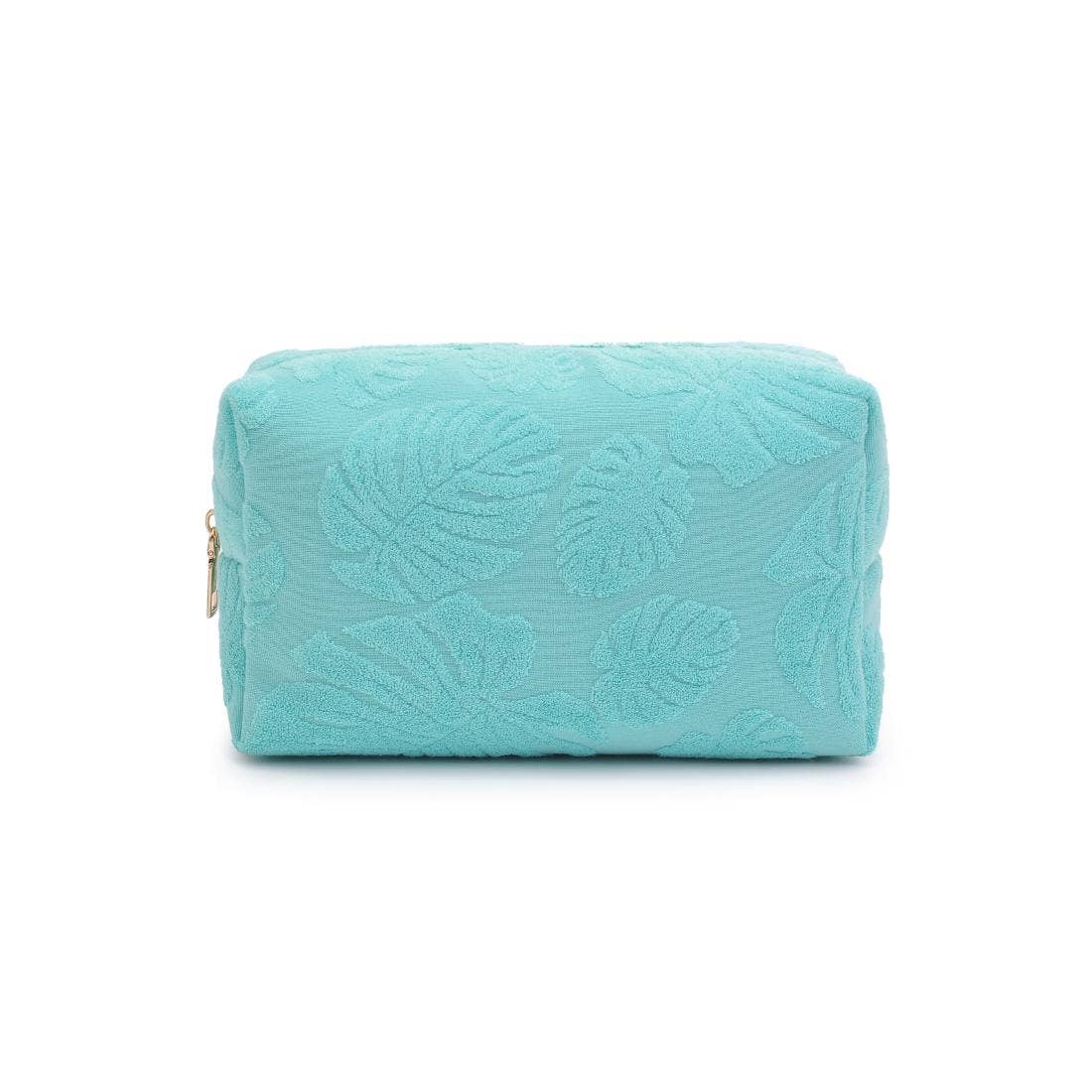 Palm Breeze Cosmetic & Travel Organizer Pouch: Seafoam - Pink Peonies