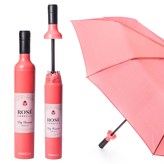 Rosé Wine Bottle Umbrella - Pink Peonies