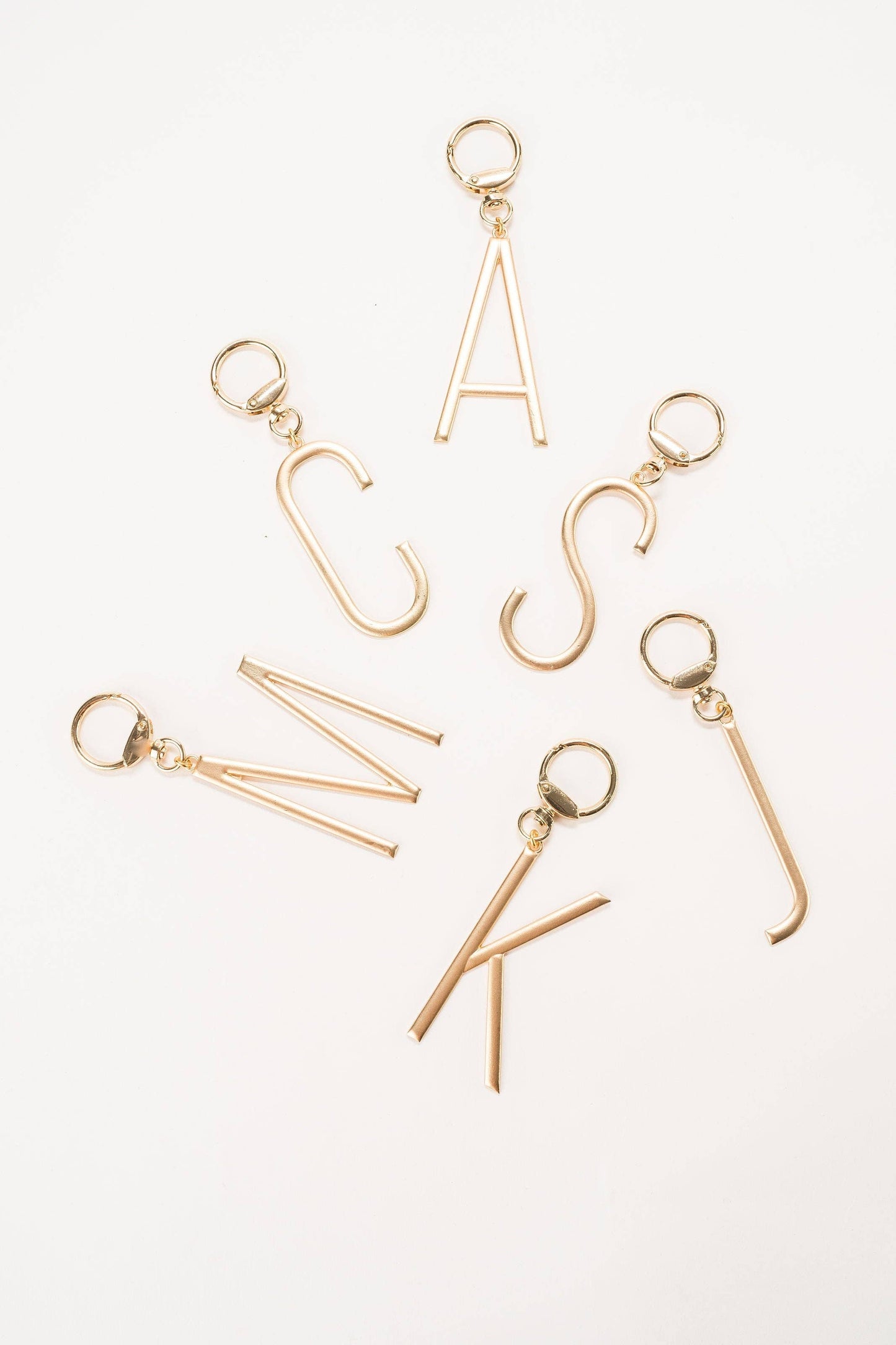 Gold Initial Bag Charm - Pink Peonies