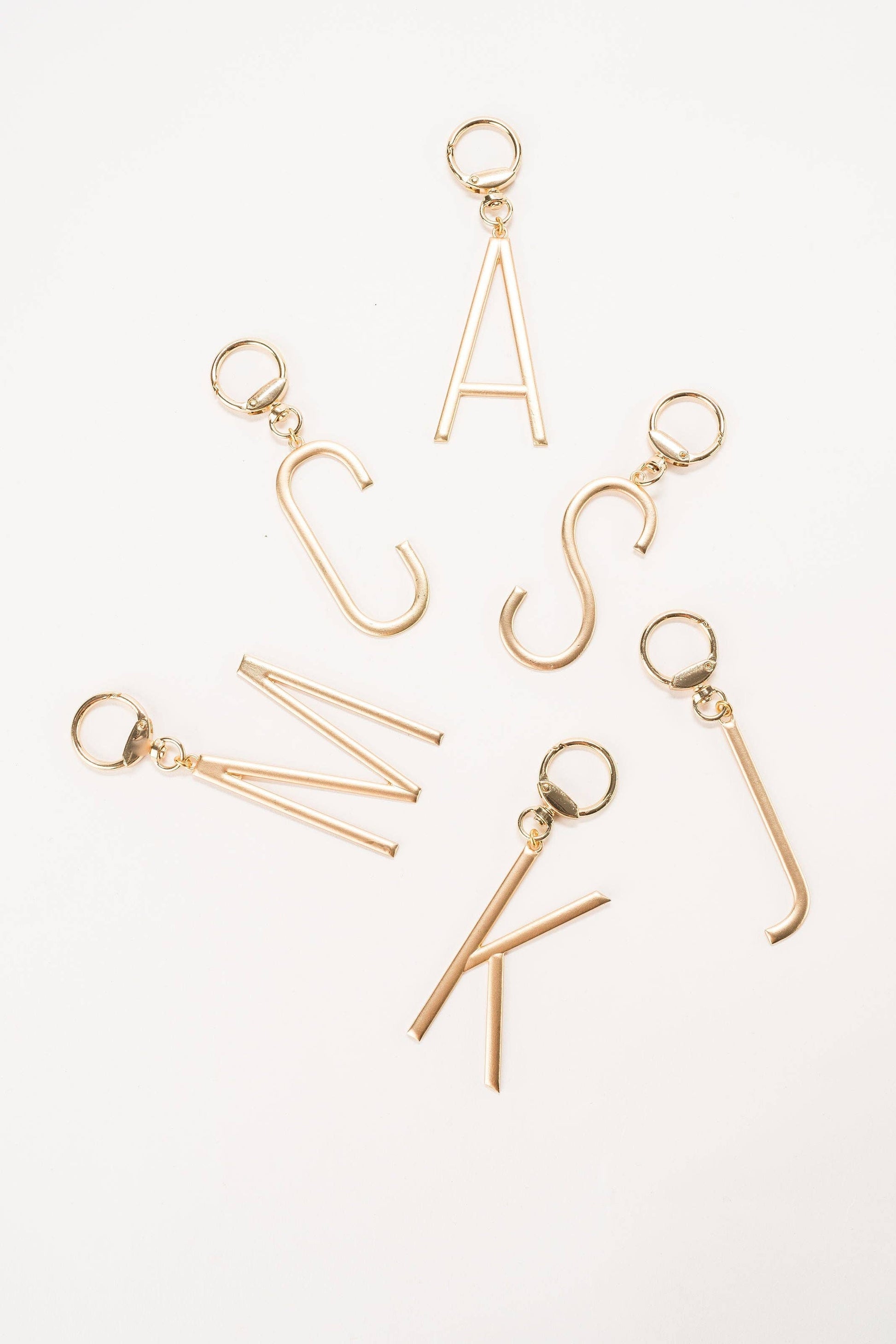 Gold Initial Bag Charm - Pink Peonies