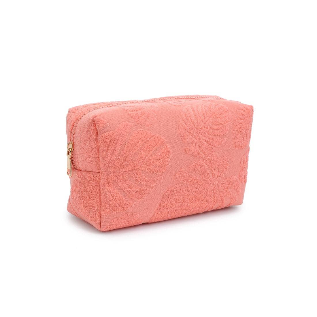 Palm Breeze Cosmetic & Travel Organizer Pouch: Peach - Pink Peonies