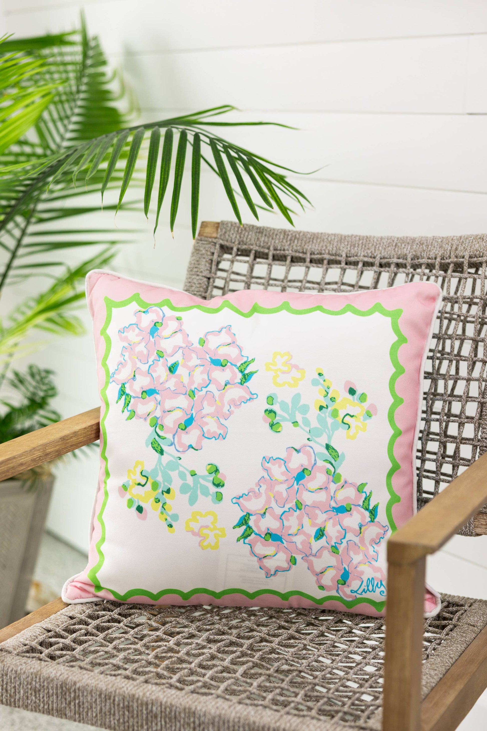 Large Pillow, Sun Tiles Home - Pink Peonies