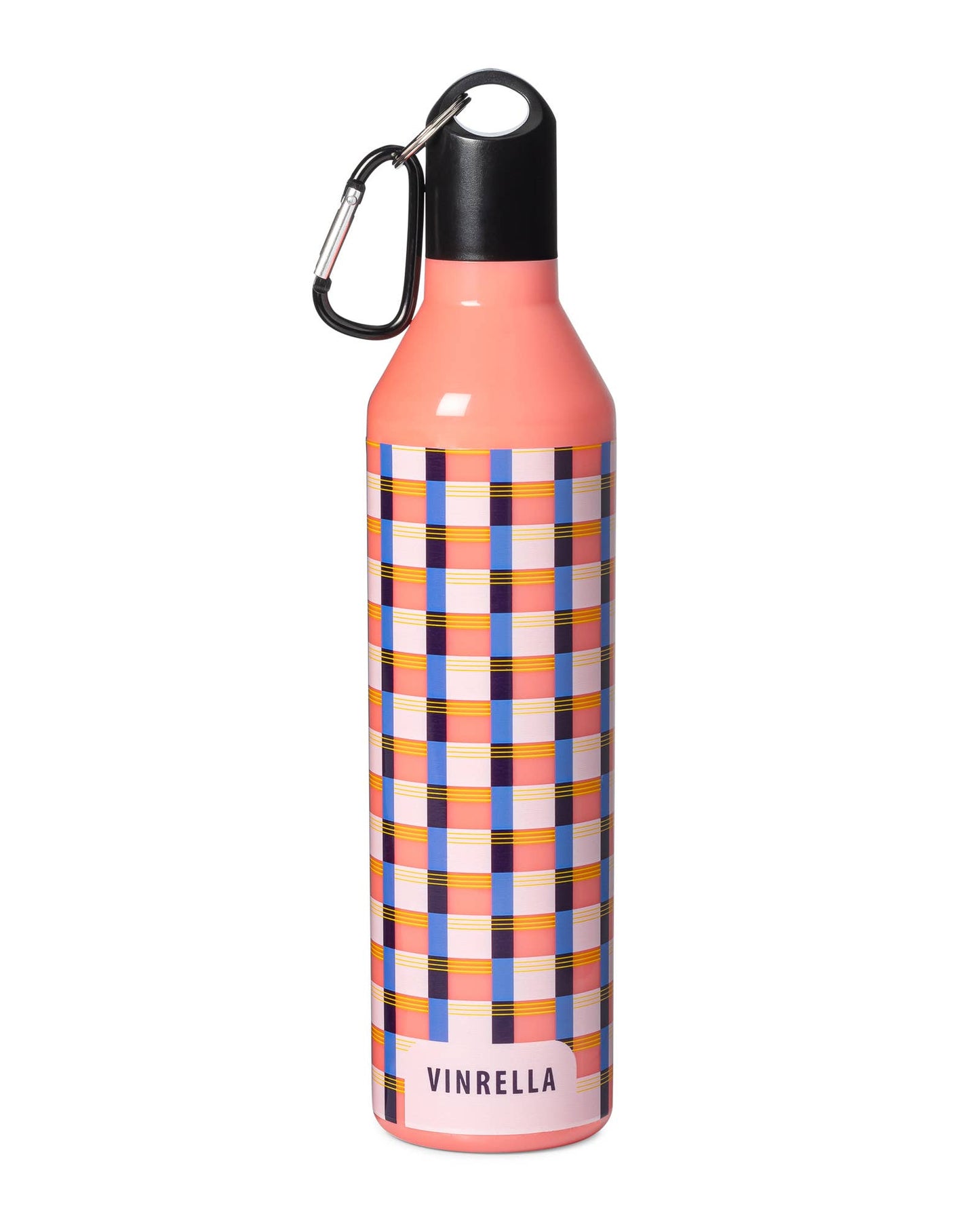 Gingham Pink Water Bottle Umbrella - Pink Peonies