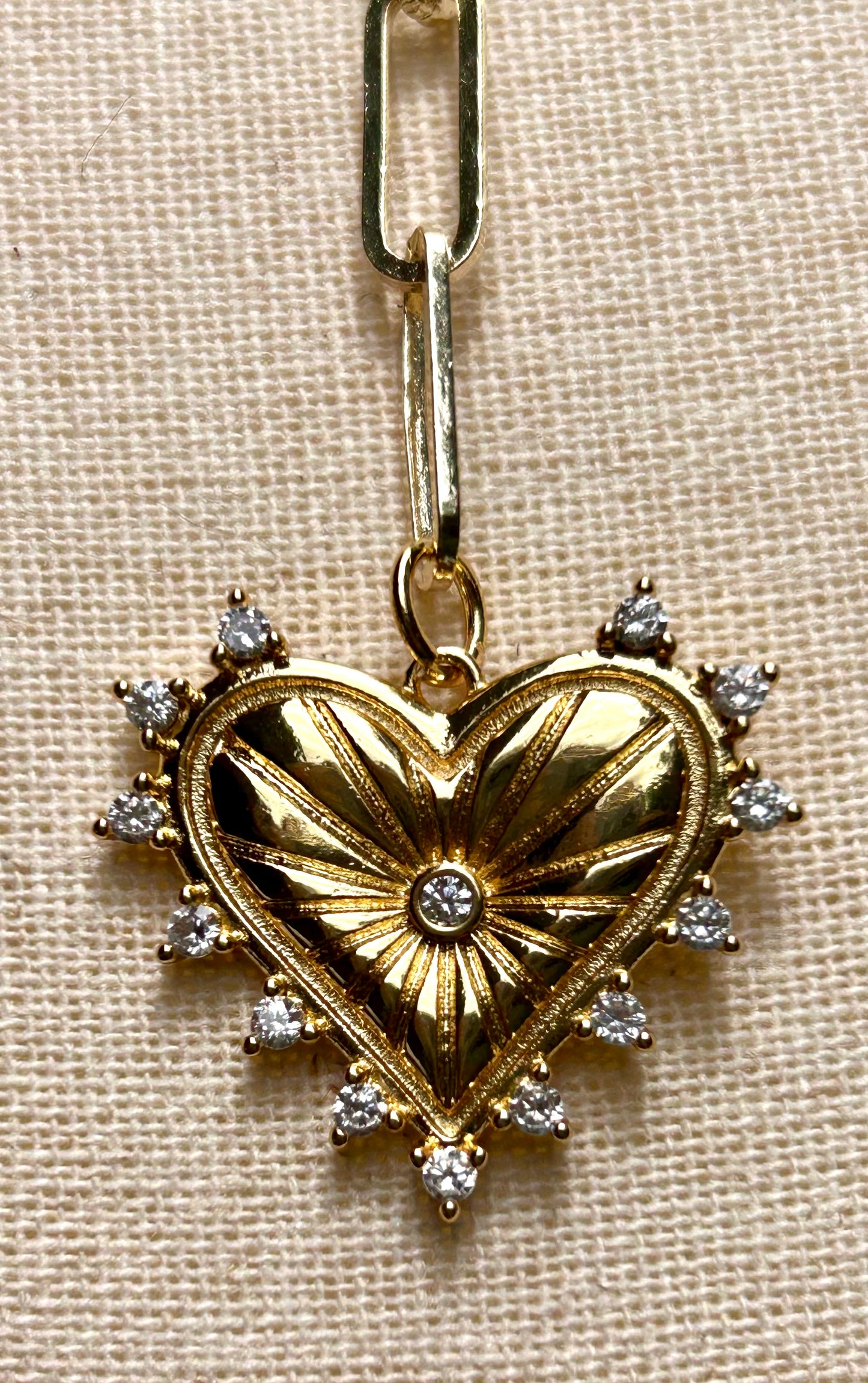 Gold Heart Lariat Necklace - Pink Peonies