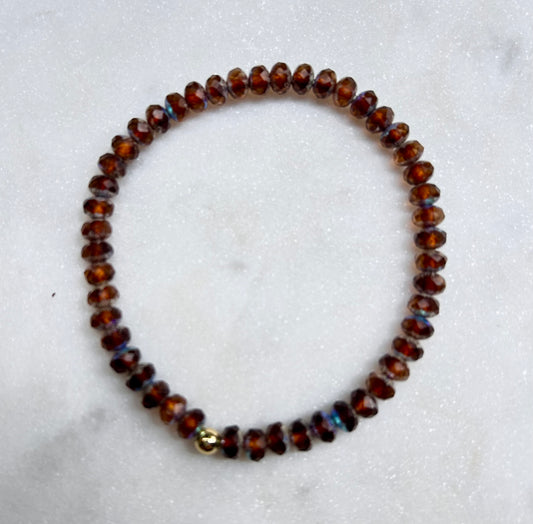 Beaded Crystal Bracelet: Rootbeer