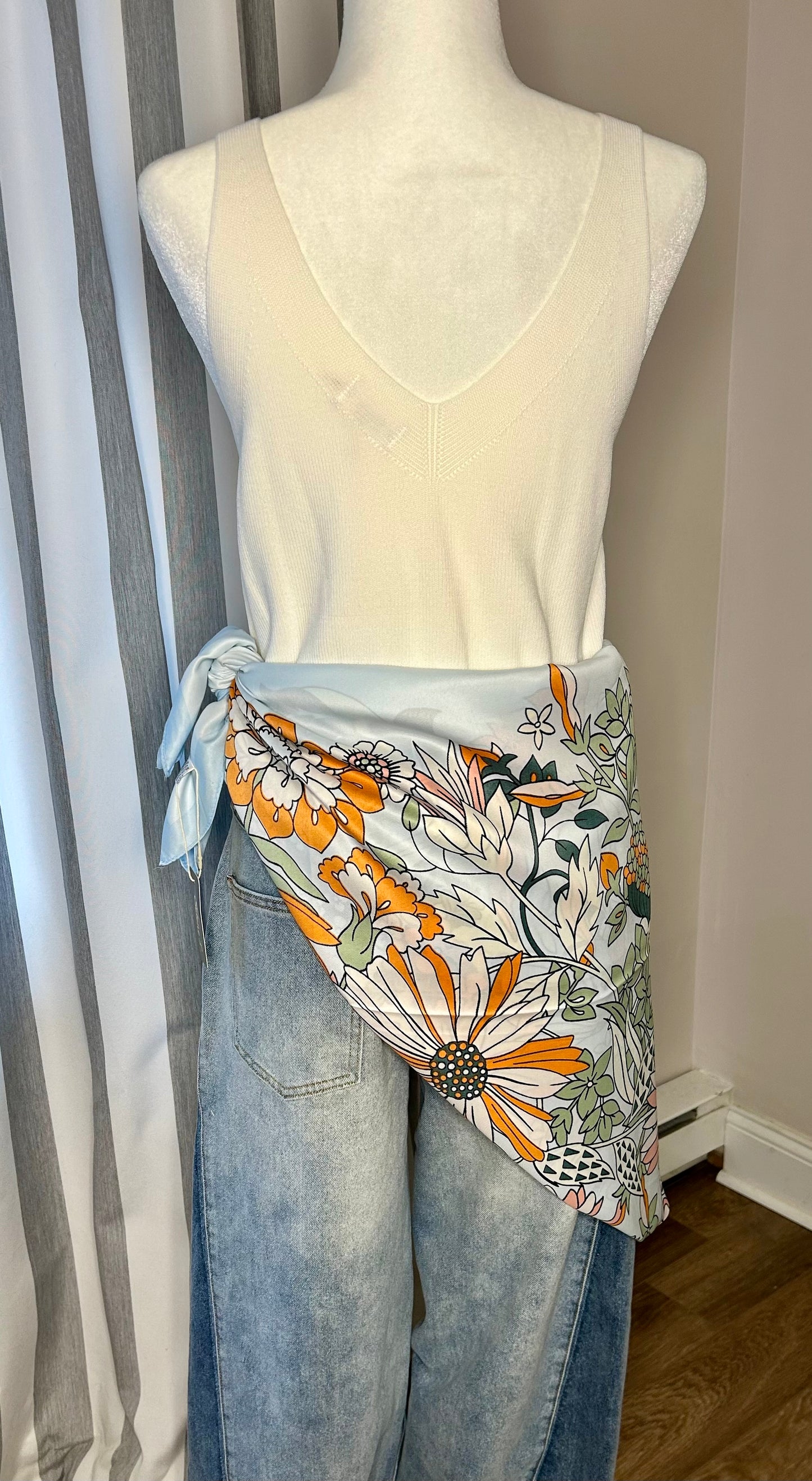 Large Floral Sarong Style Square Scarf - Pink Peonies