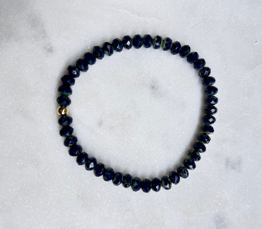 Beaded Crystal Bracelet: Navy