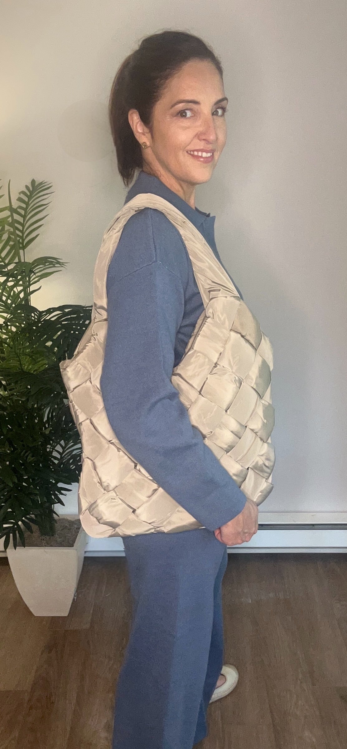 Long Sleeve Top and Pants Sweater Set: Cornflower - Pink Peonies