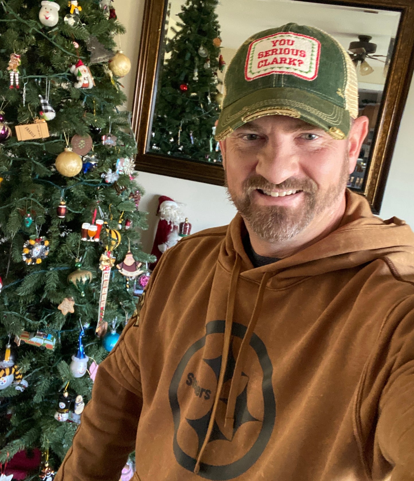 You Serious Clark? Distressed Embroidered Patch Mesh Back Baseball Hat