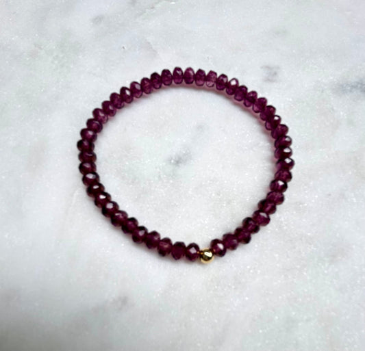 Crystal Beaded Bracelet: Wine