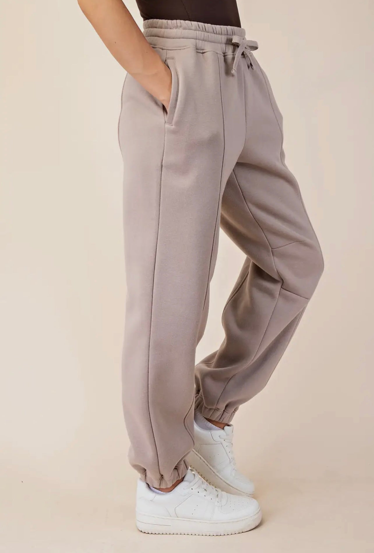 French Terry Fleece Jogger Sweatpants - Pink Peonies