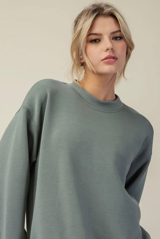 Modal Poly Span Scuba Mock Neck Pullover