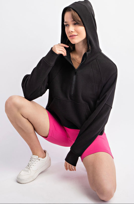 French Terry Cropped Hoodie Jacket