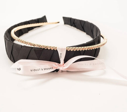 Satin & Crystal Headband Gifting Pair