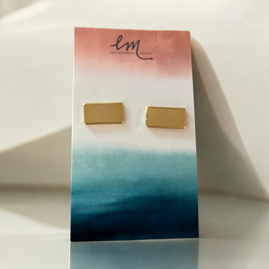 Rectangle Gold Stud Earrings