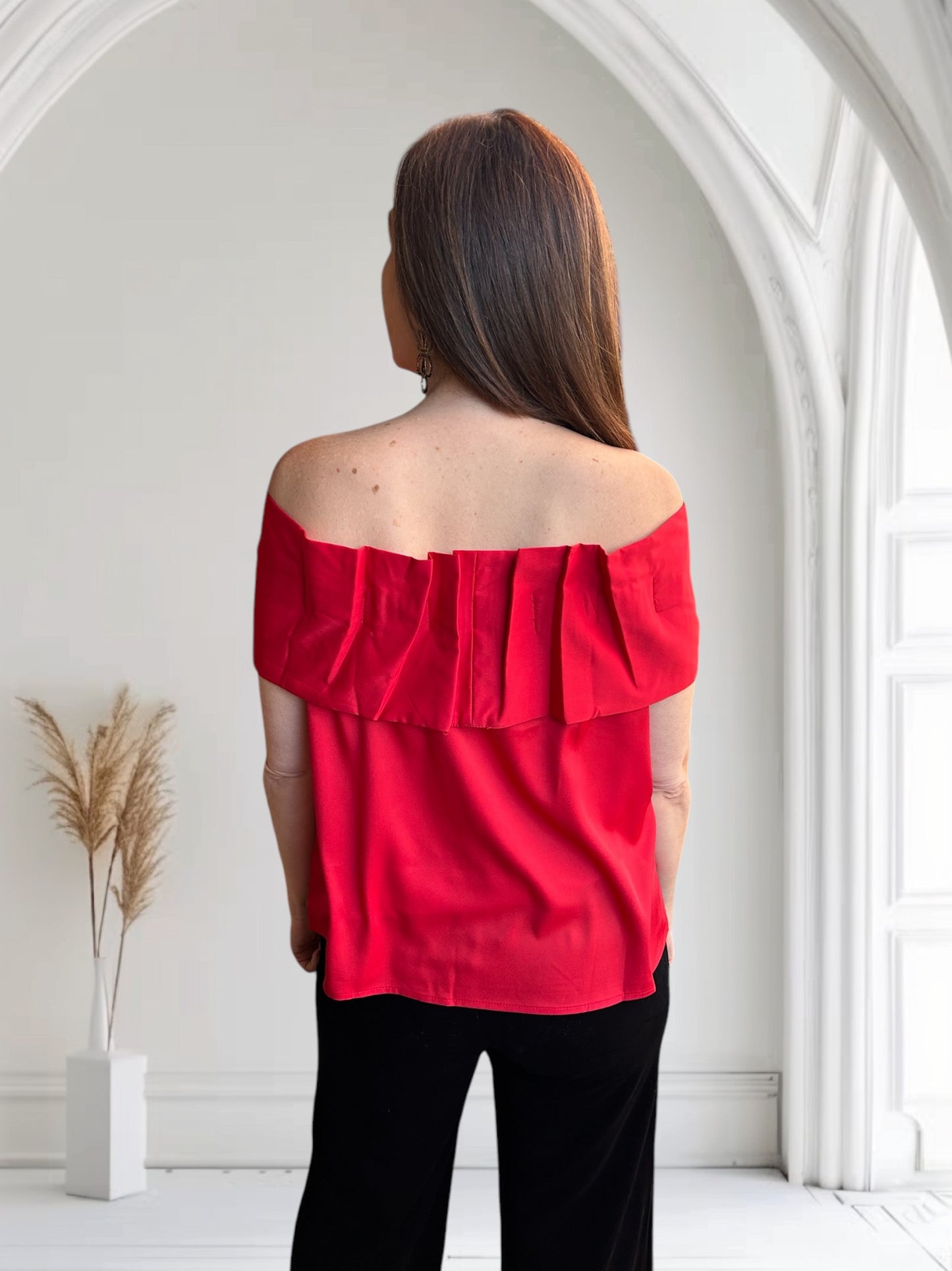 Red Bow Off Shoulder Top