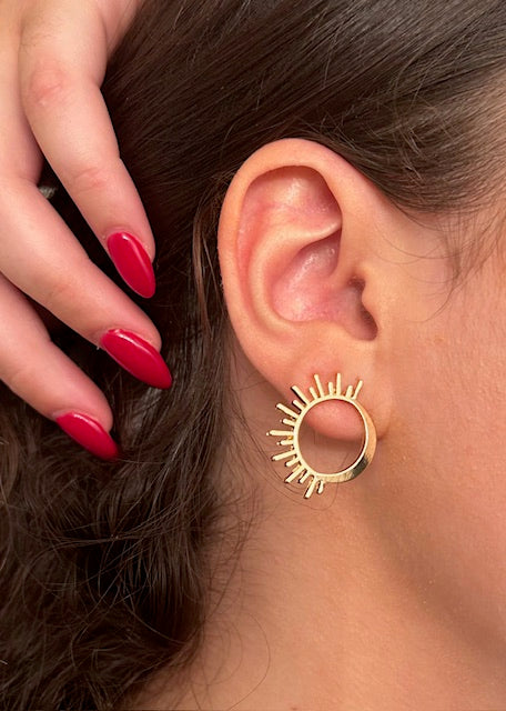 Celestial Gold Sun Moon Post Earrings