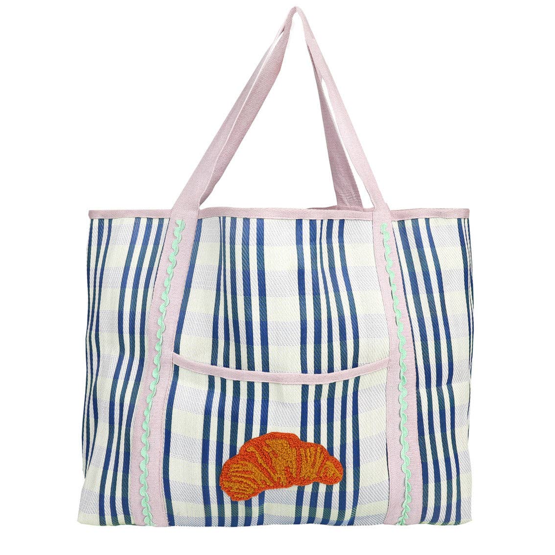 Recycled Plastic Croissant Tote Bag | Spring | Summer | - Pink Peonies