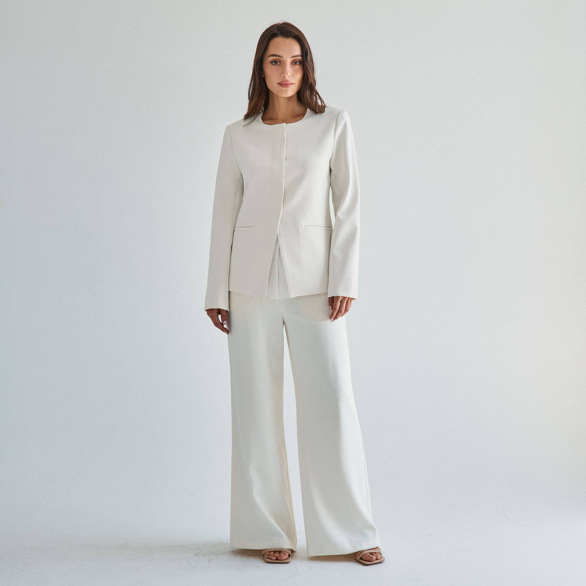 Cream Loose Fit Pants