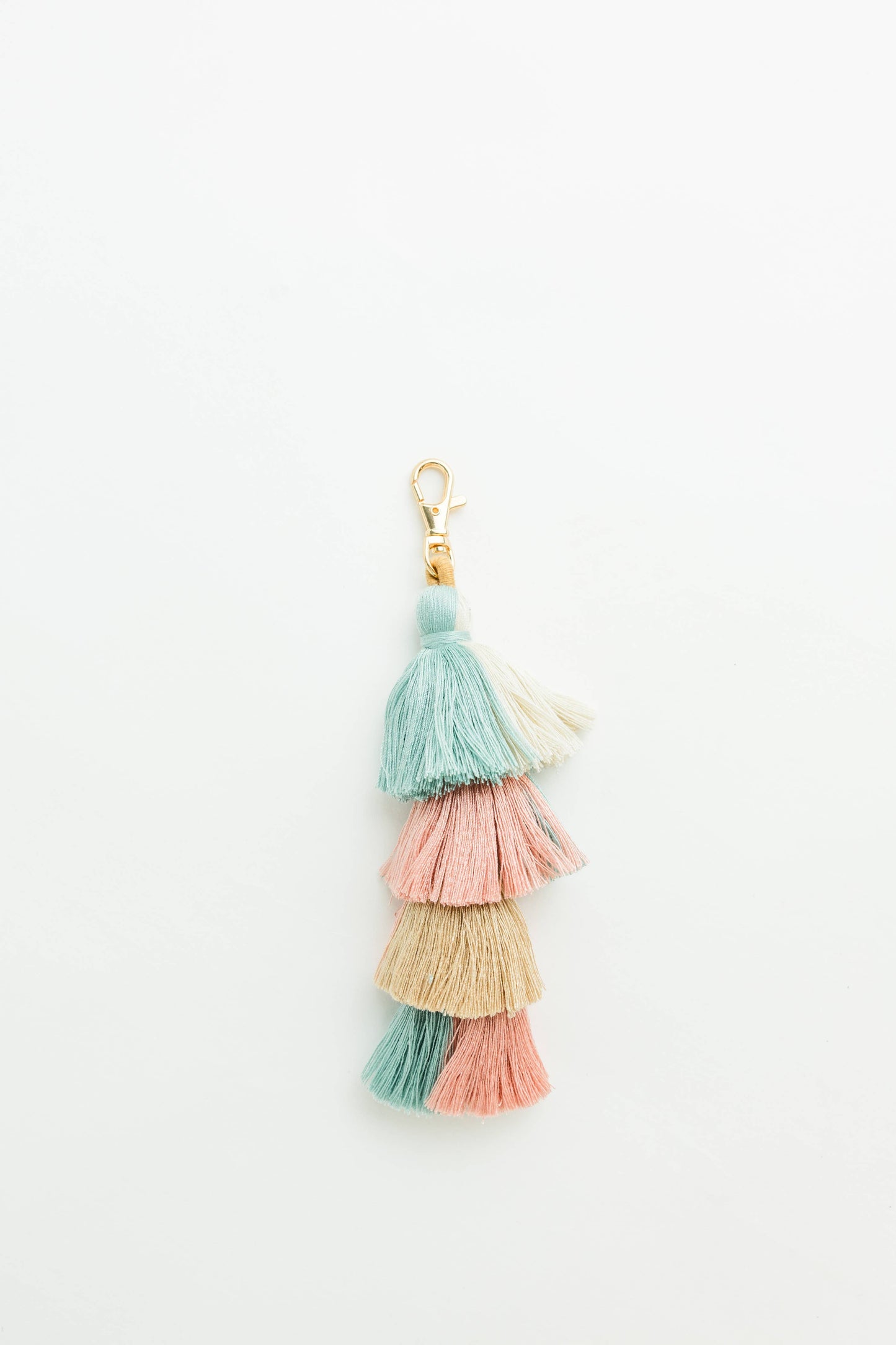 Drapery Tassel Bag Charm: Blue/Pinnk - Pink Peonies