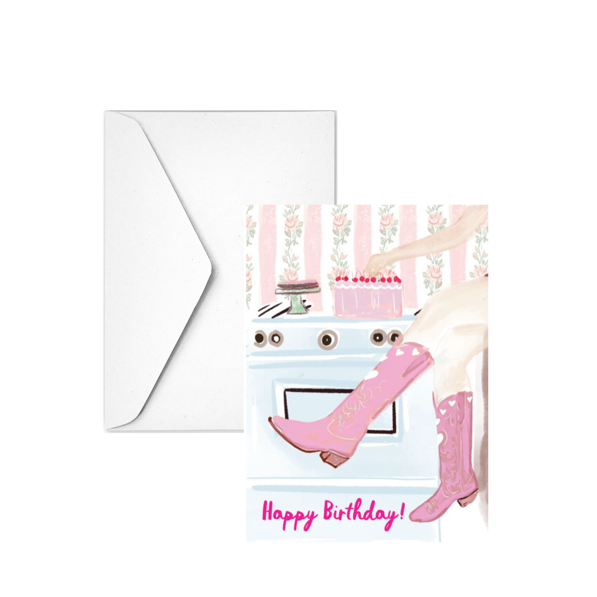 Cowgirl Birthday Card - Pink Peonies