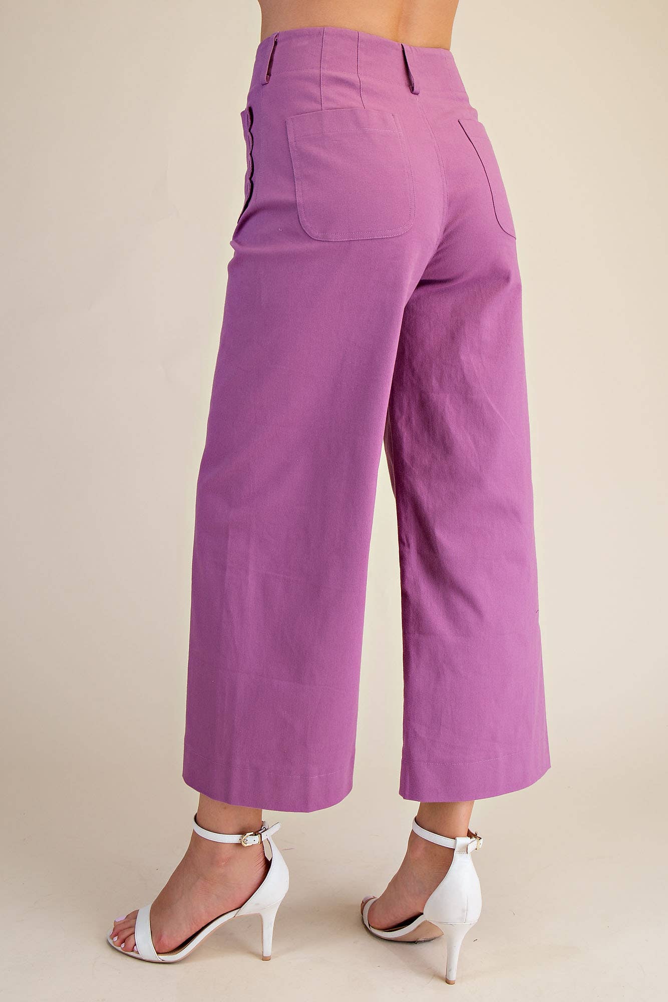 Colette Wide-Leg Scallop Pocket Pants
