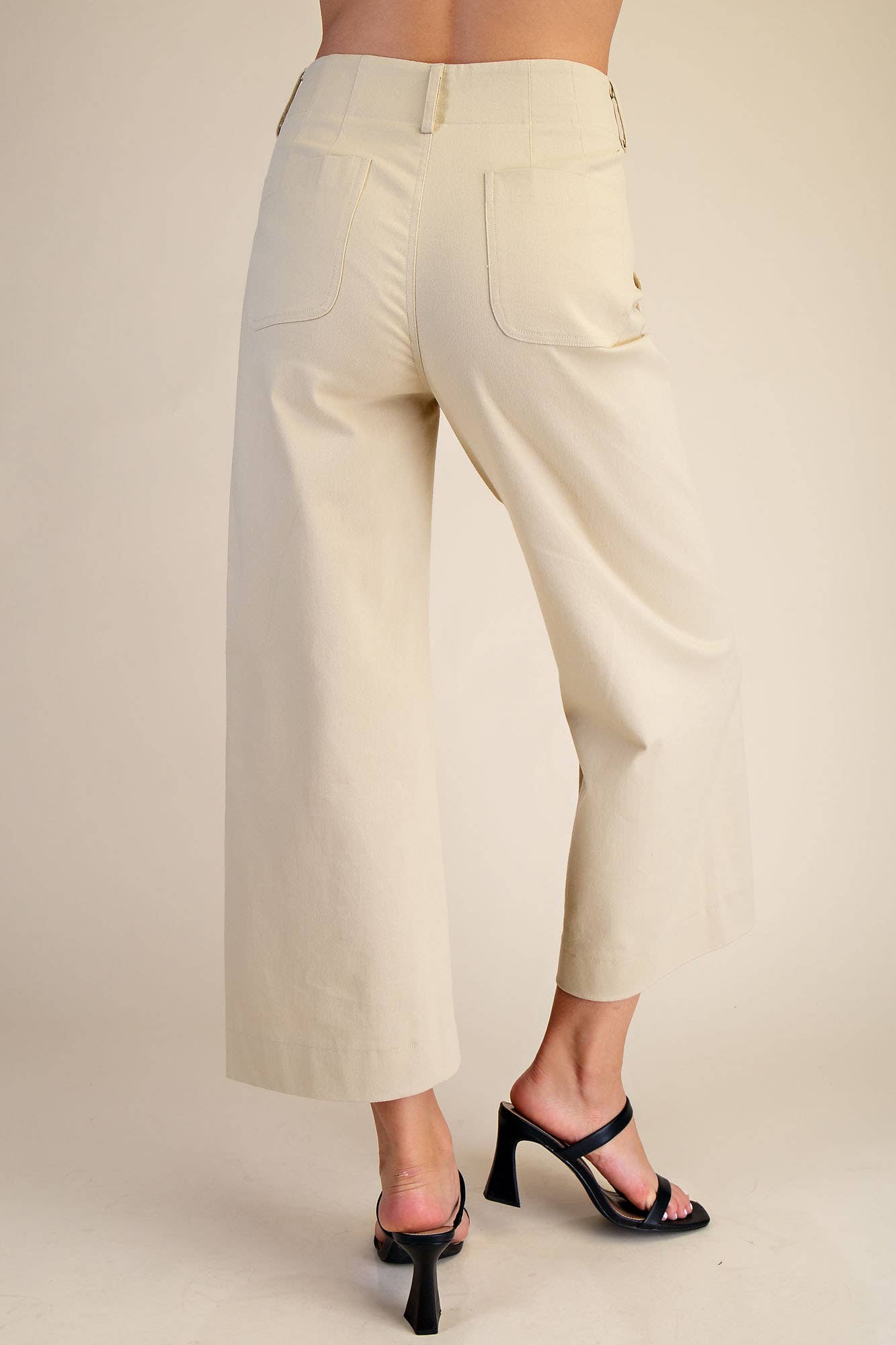 Colette Wide-Leg Scallop Pocket Pants - Pink Peonies