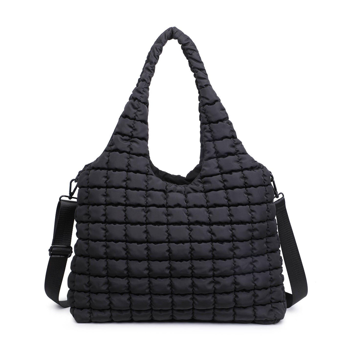 Elevate - Quilted Puffer Nylon Hobo Bag with Cross Body Strap