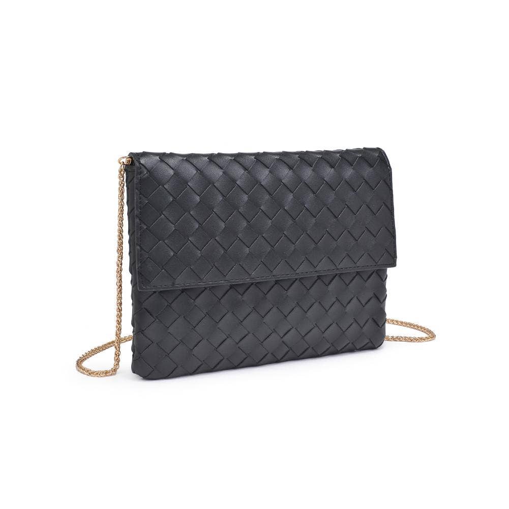 Ivy Woven Clutch: Black - Pink Peonies
