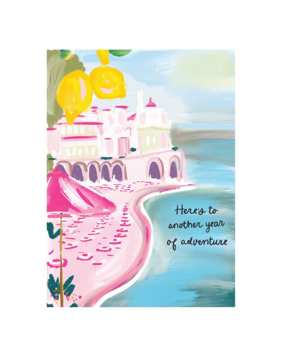 Another Year of Adventure Card - Pink Peonies