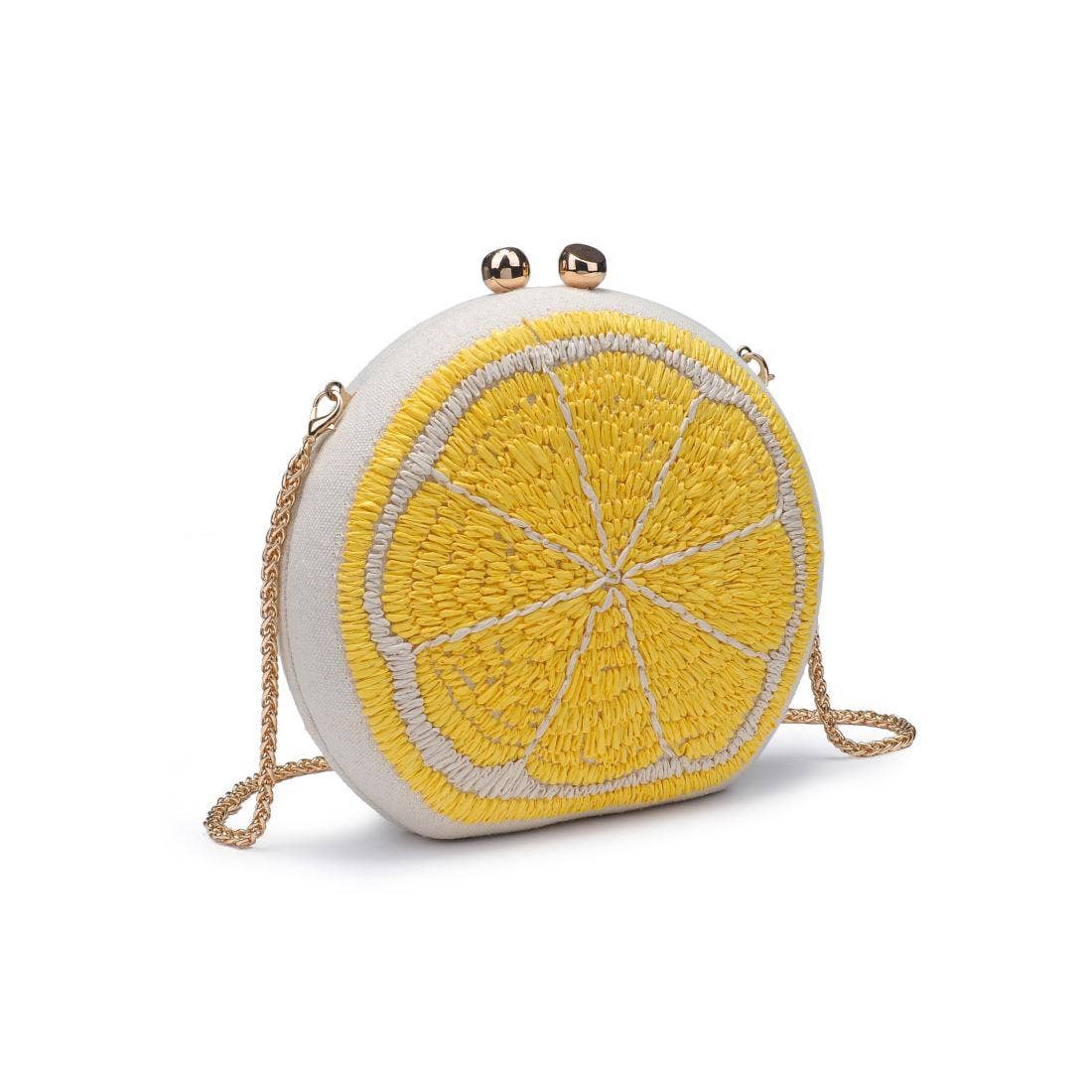 Lemon Evening Bag: Lemon - Pink Peonies