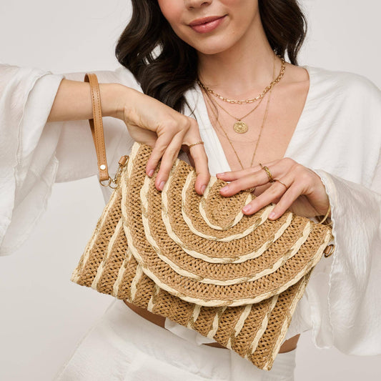 Golden Hour Ruffle Natural Ivory Clutch