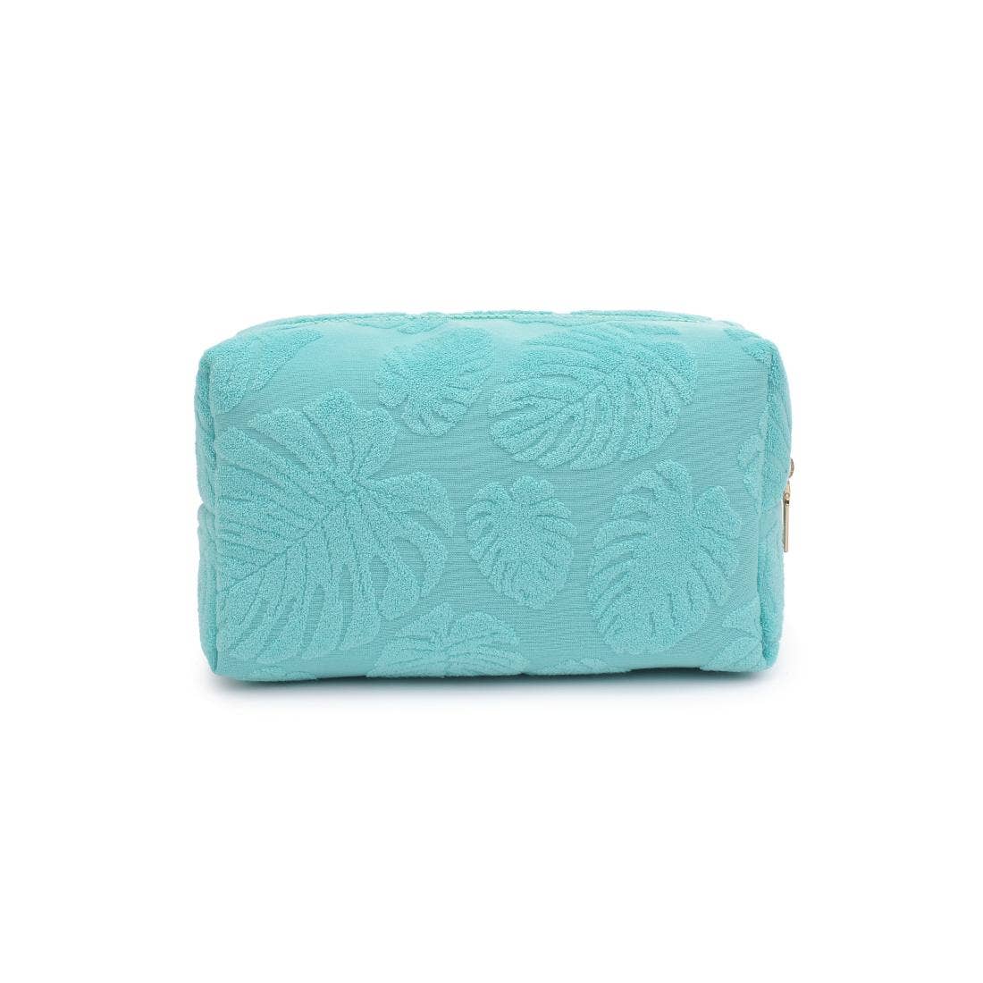 Palm Breeze Cosmetic & Travel Organizer Pouch: Seafoam - Pink Peonies
