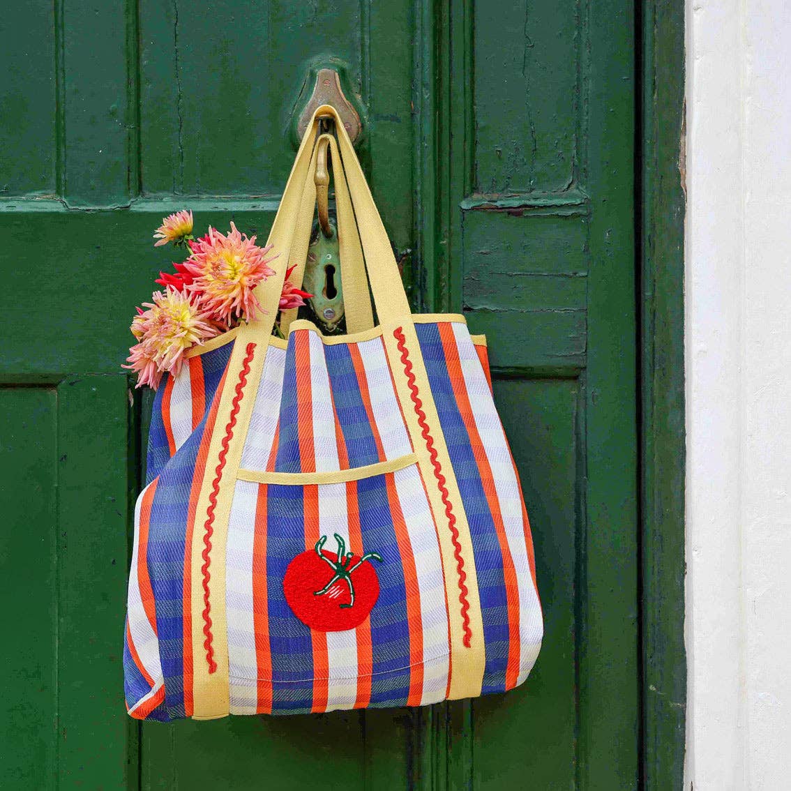 Recycled Plastic Tomato Tote Bag | Spring | Summer | - Pink Peonies