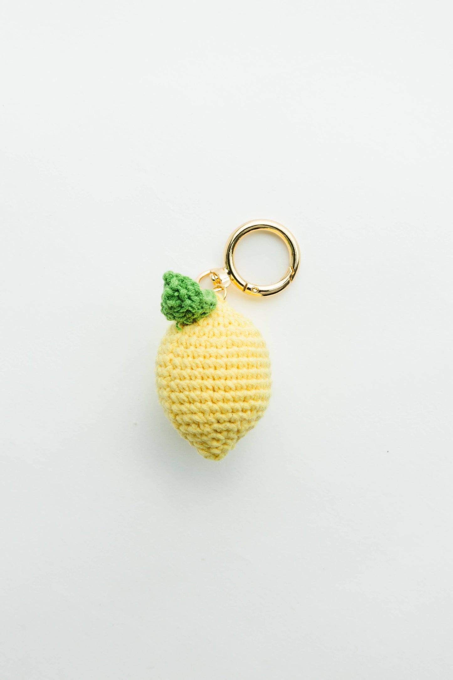 Crochet Fruit Bag Charm: Lemon - Pink Peonies