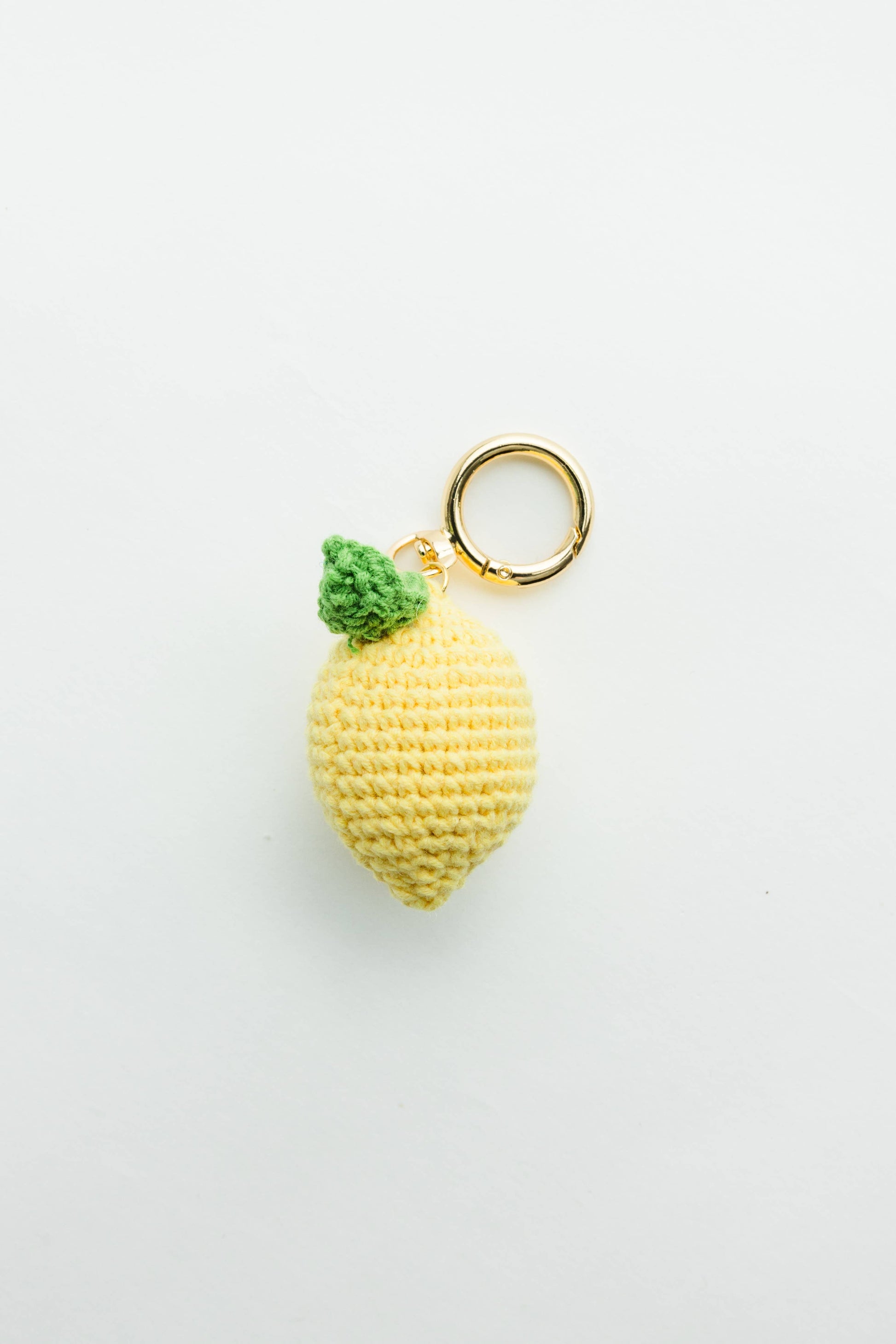 Crochet Fruit Bag Charm: Lemon - Pink Peonies
