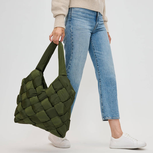 Illumine Woven Nylon Tote: Olive