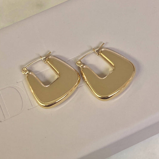 Lightweight gold chunky hoop earring gold plated waterproof - Pink Peonies
