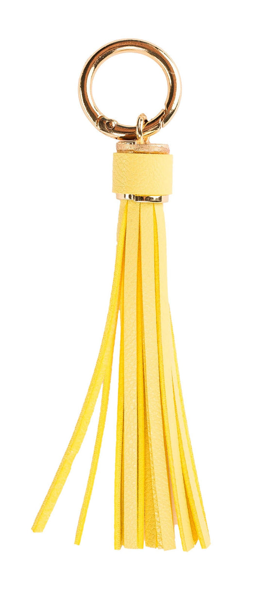 XL Leather Tassel: YELLOW - Pink Peonies