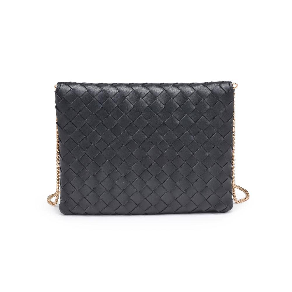 Ivy Woven Clutch: Black - Pink Peonies