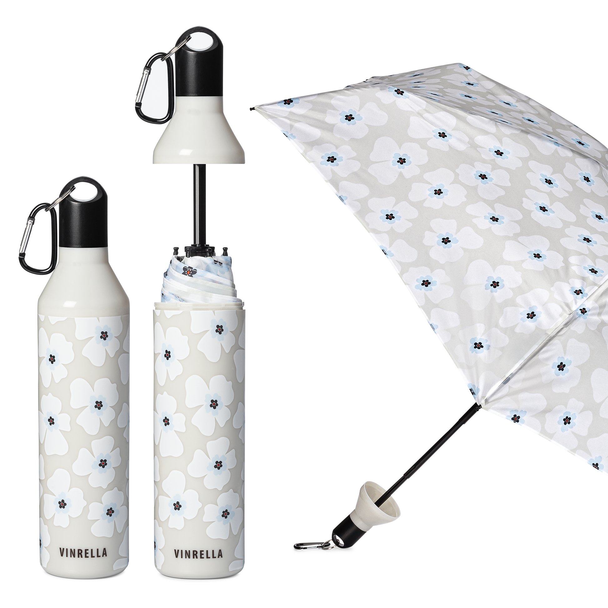 Nikki on Gray Water Bottle Umbrella - Pink Peonies