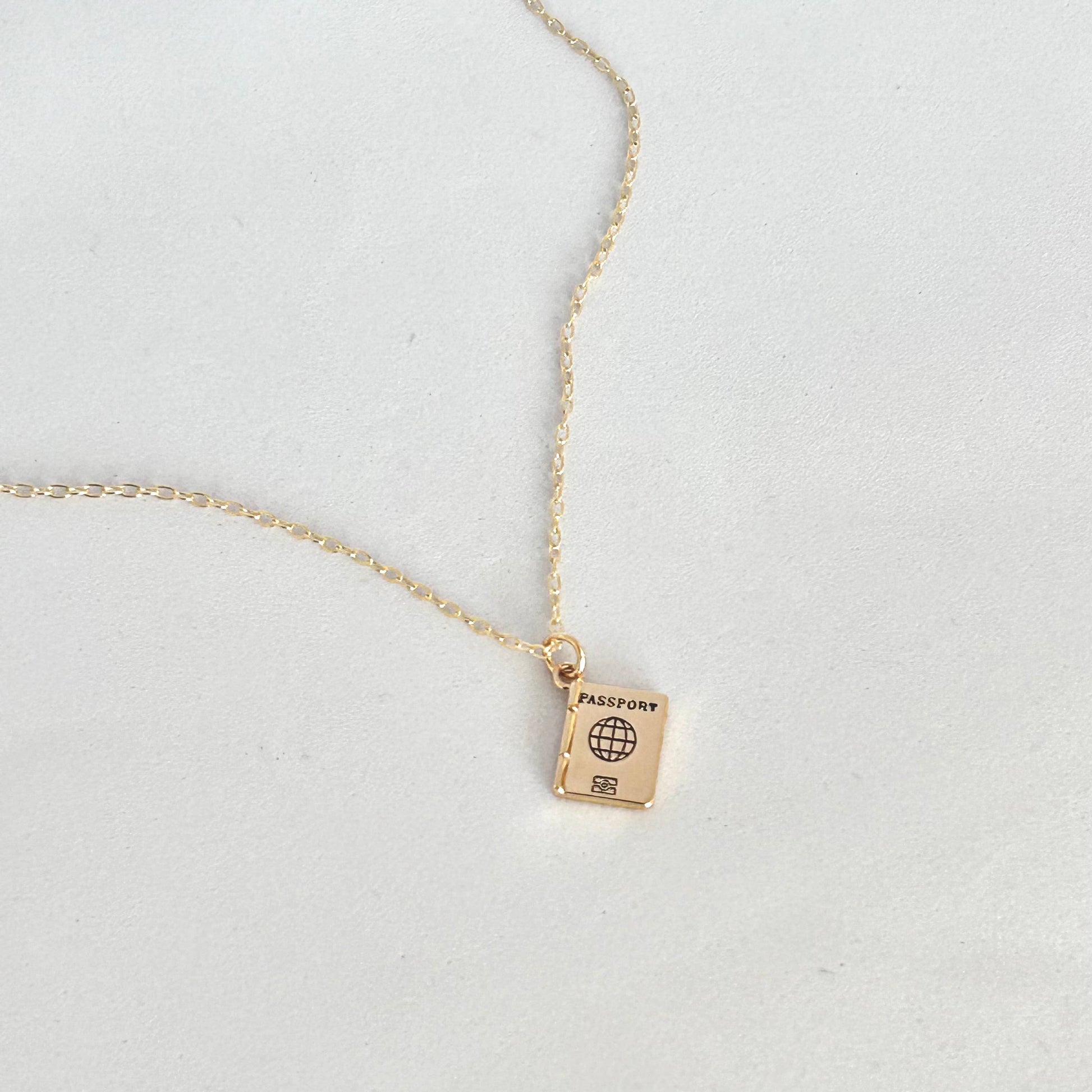 Passport book travel traveling lover pendant charm necklace - Pink Peonies