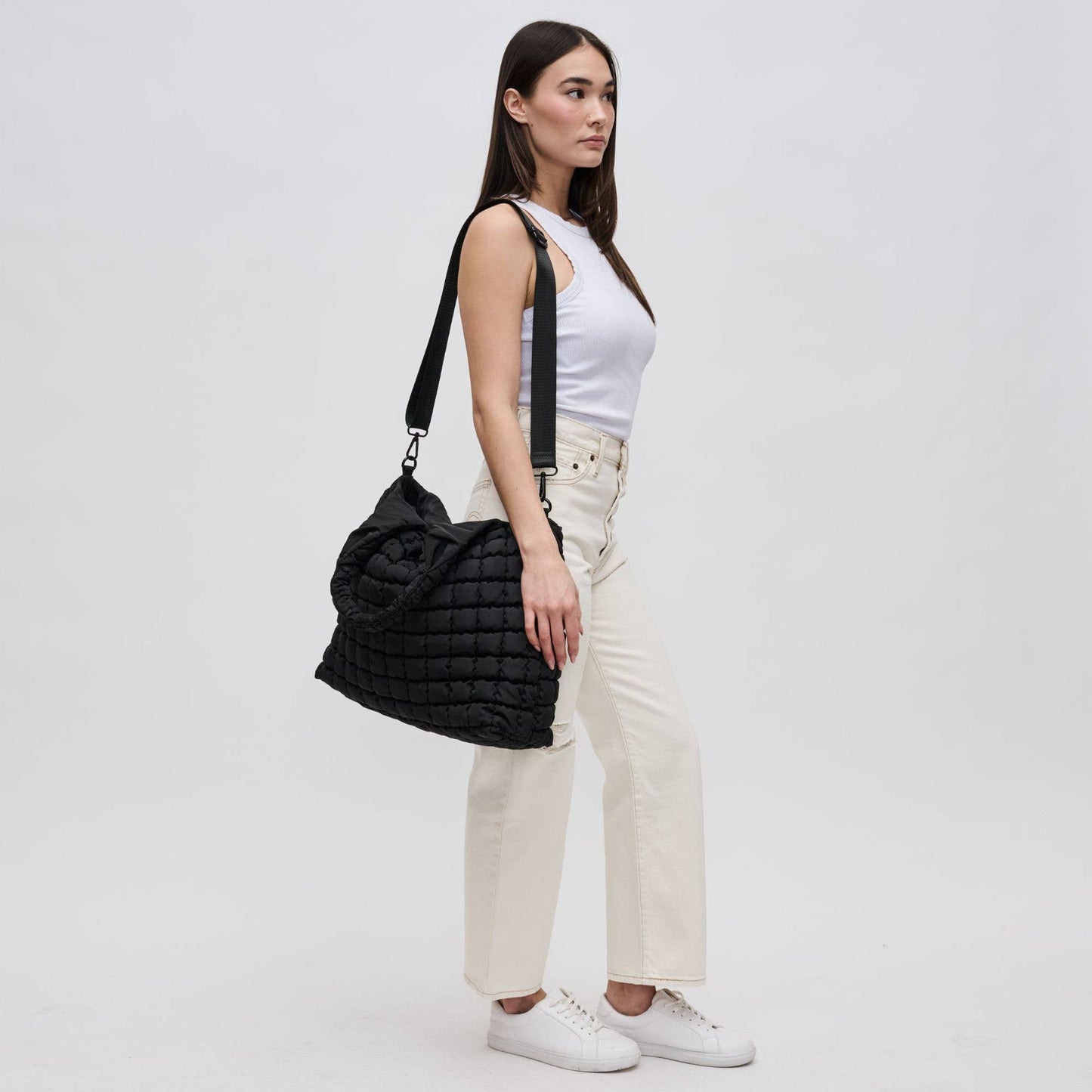 Elevate - Quilted Puffer Nylon Hobo Bag with Cross Body Strap