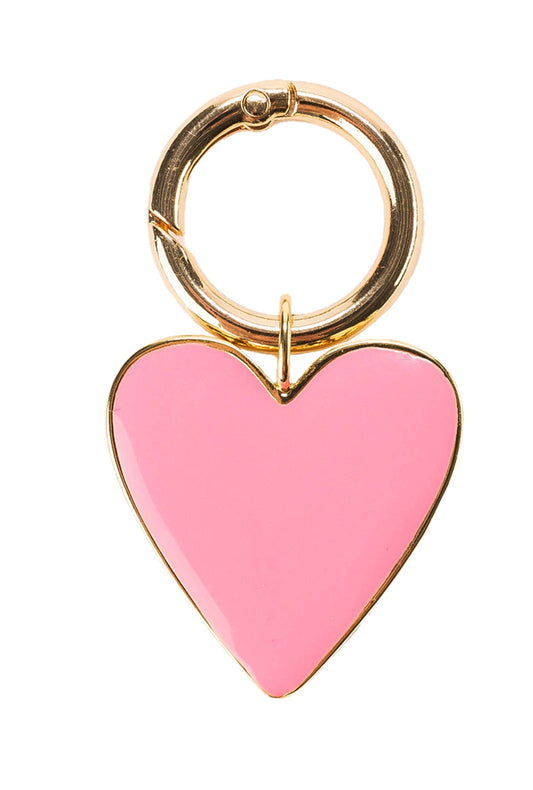 Enamel Heart Bag Charm: PINK - Pink Peonies
