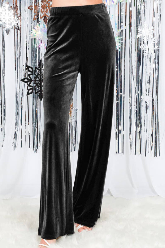 Velvet Straight Wide-Leg High Rise Pants