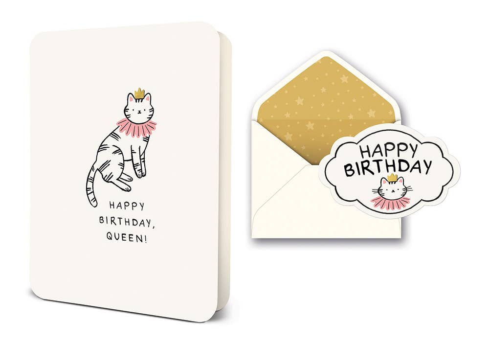 Happy Birthday, Queen! Deluxe Greeting Card - Pink Peonies